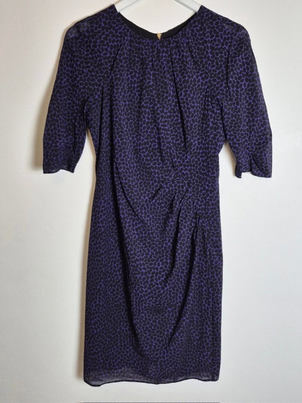 Whistles Silk Print Dress w Gold Zip Back Sz 6